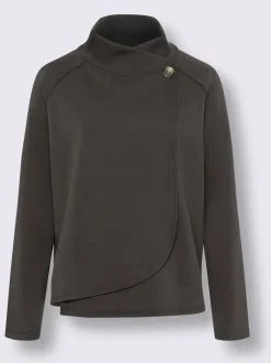 Sweatshirts en mélange de modal col montant asymétrique