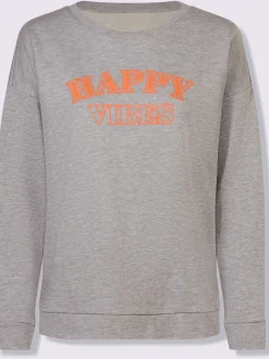 Sweatshirts à inscription brillants col rond manches longues
