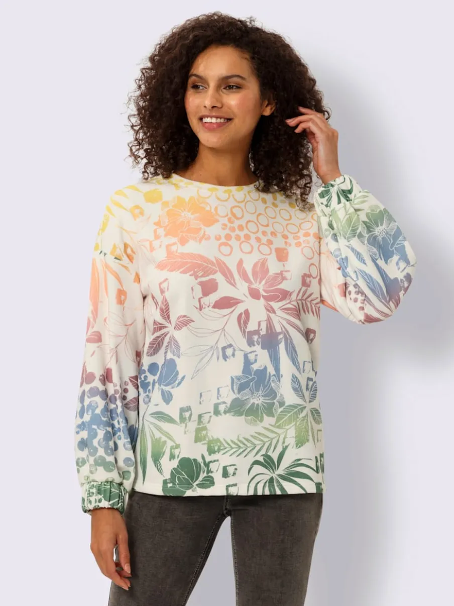 Sweatshirts légers à imprimé floral avec encolure ronde