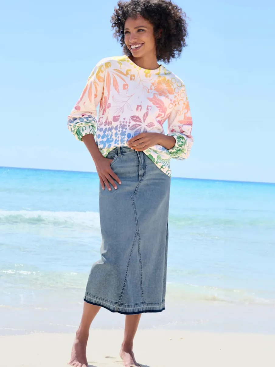 Sweatshirts légers à imprimé floral avec encolure ronde