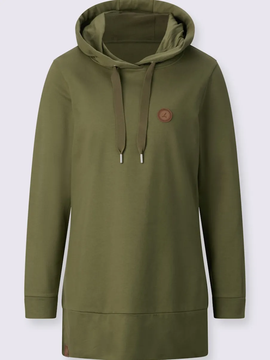 Sweatshirts longs avec capuche et empiècements en synthétique