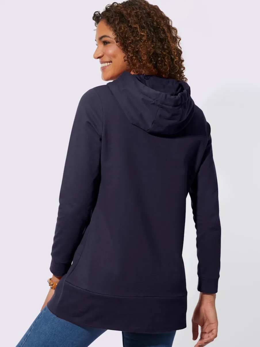 Sweatshirts longs avec capuche et empiècements en synthétique