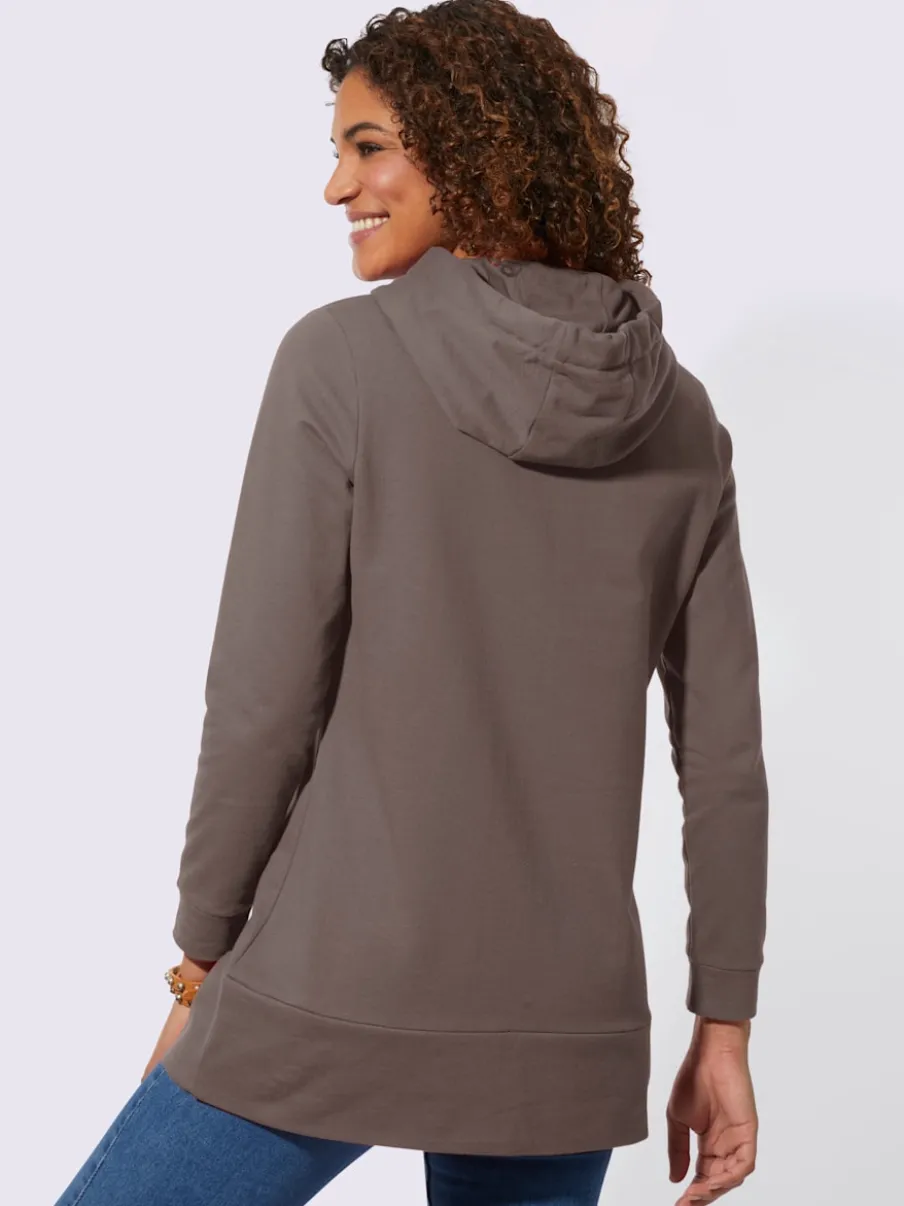 Sweatshirts longs avec capuche et empiècements en synthétique