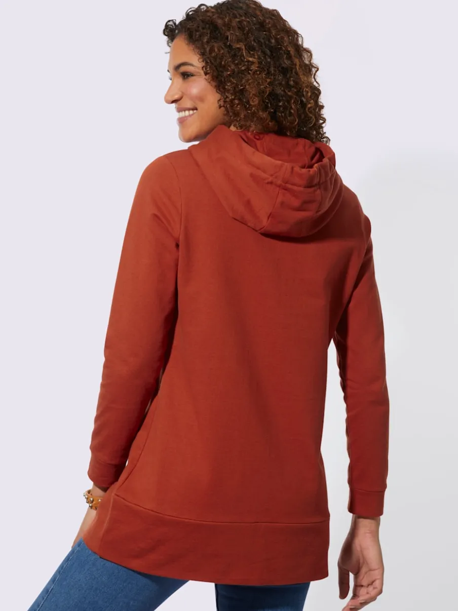 Sweatshirts longs avec capuche et empiècements en synthétique