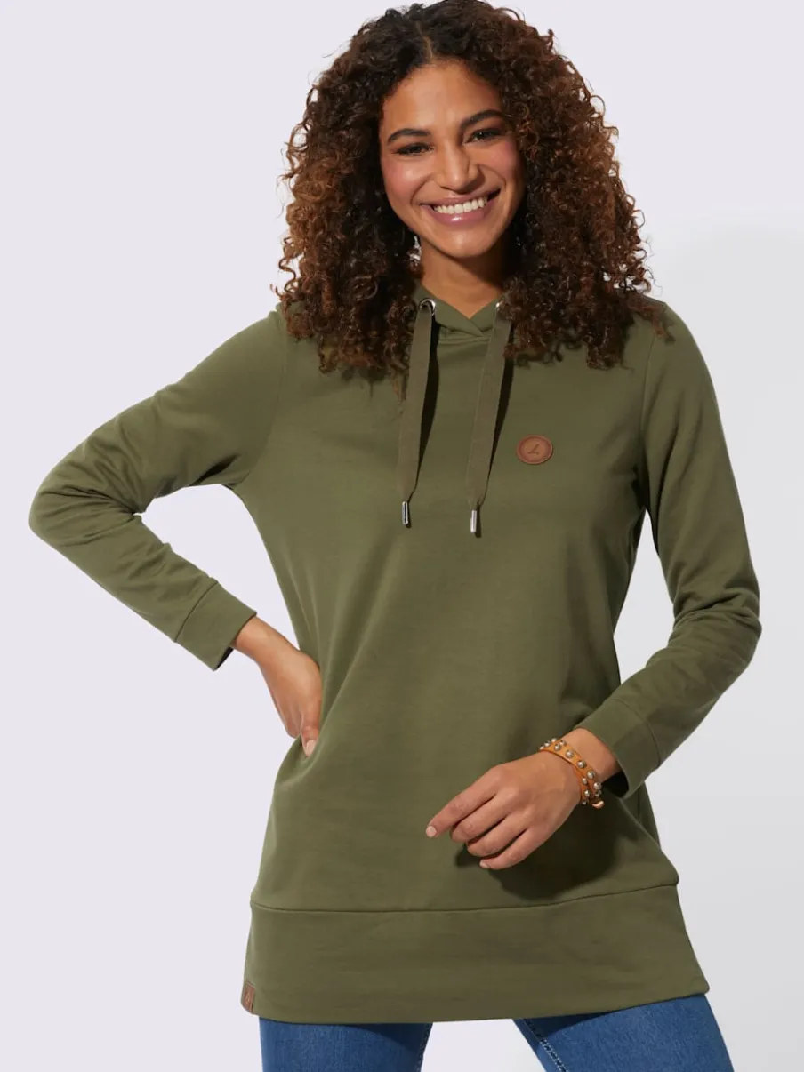 Sweatshirts longs avec capuche et empiècements en synthétique
