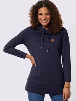 Sweatshirts longs avec capuche et empiècements en synthétique