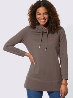 Sweatshirts longs avec capuche et empiècements en synthétique