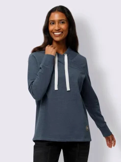 Sweatshirts longs à col montant asymétrique et manches longues