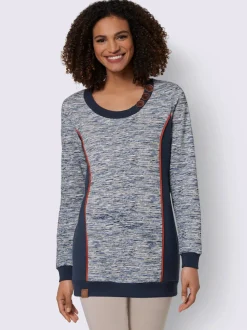 Sweatshirts longs à col rond et boutons fantaisie