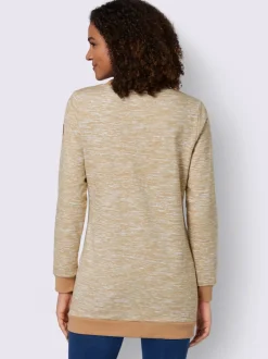 Sweatshirts longs à col rond et boutons fantaisie