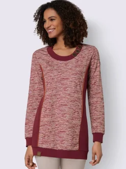Sweatshirts longs à col rond et boutons fantaisie