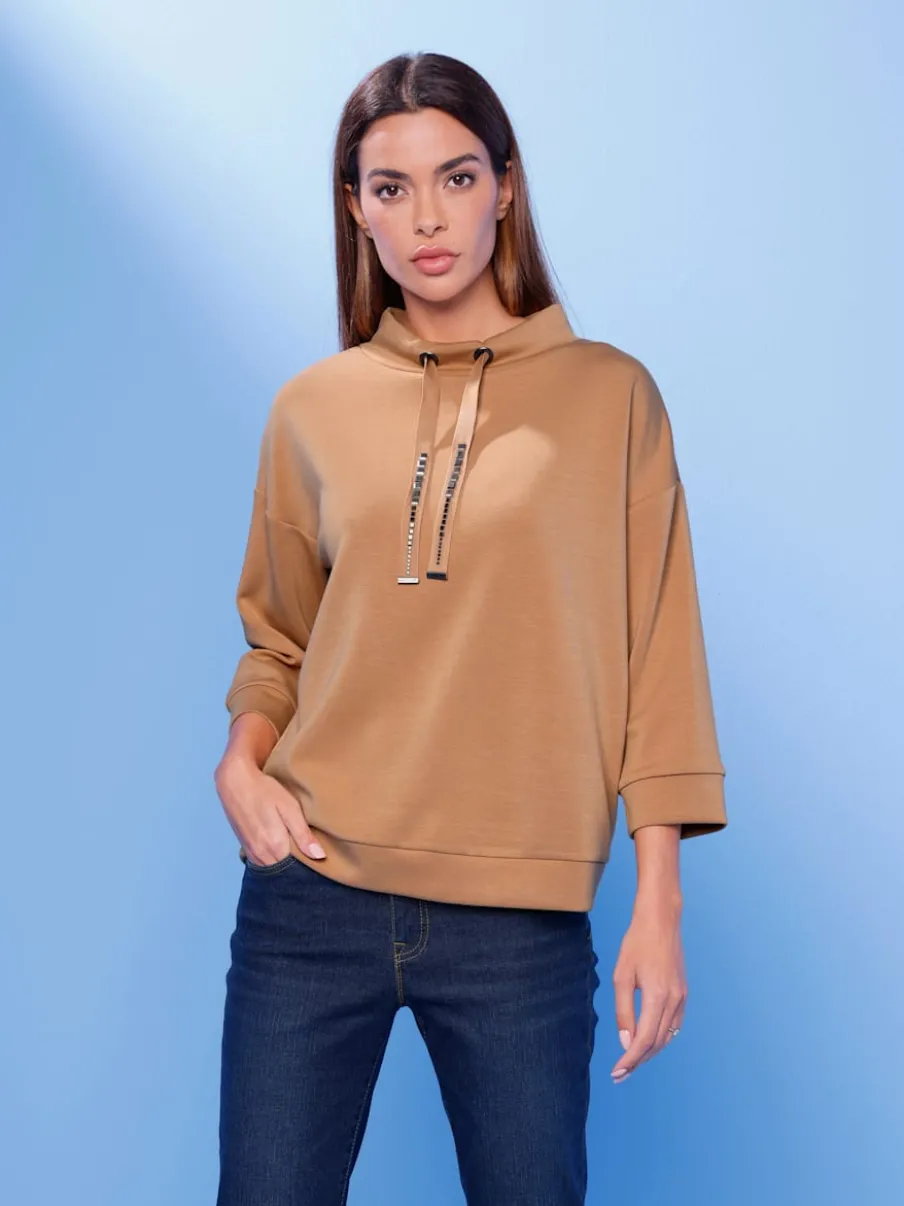 Sweatshirts mancherons avec col montant et détails fantaisie