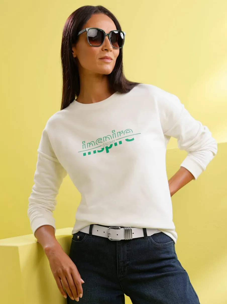 Sweatshirts à manches longues col rond avec inscription imprimée