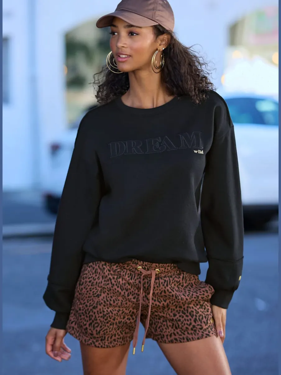 Sweatshirts à manches longues avec broderie et détails imprimés
