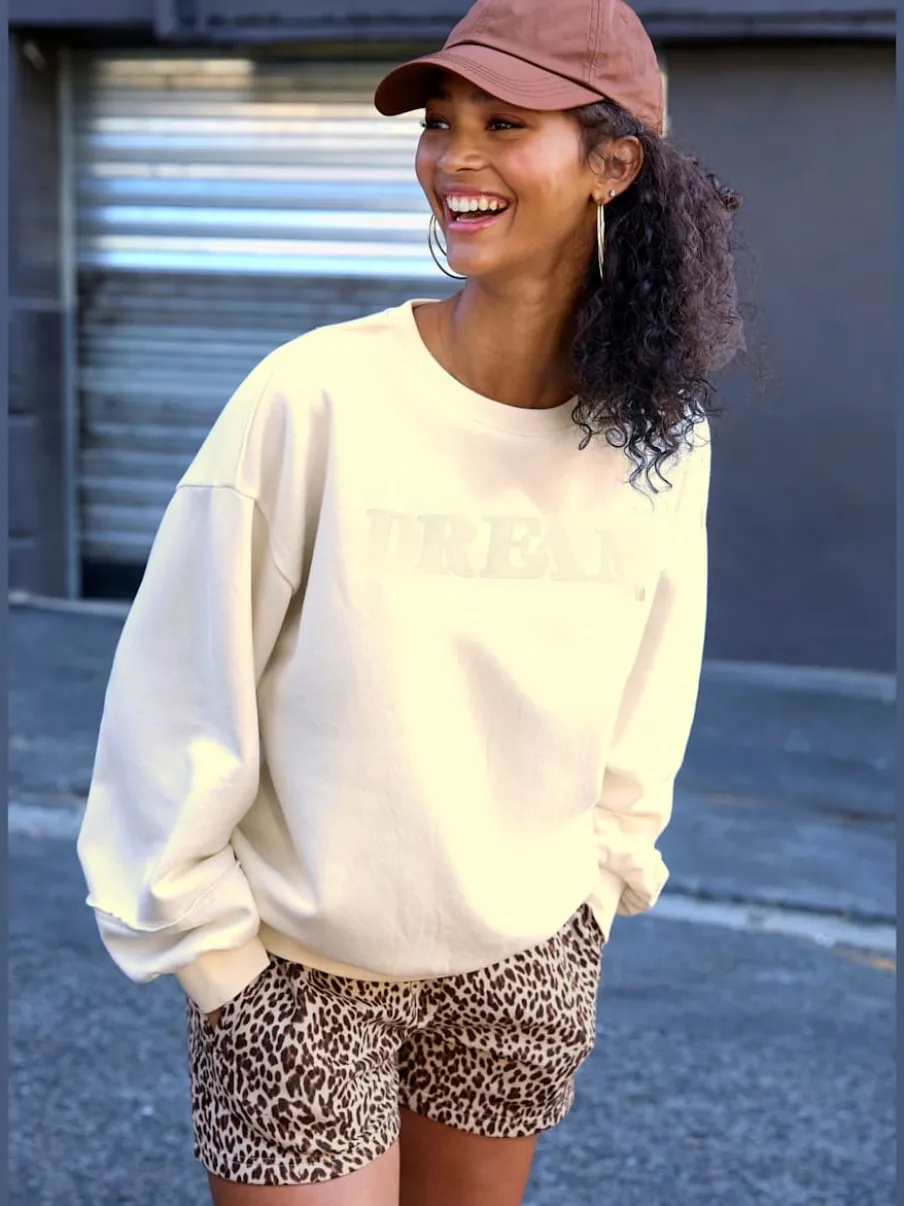 Sweatshirts à manches longues avec broderie et détails imprimés
