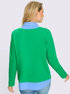 Sweatshirts à manches longues avec empiècement tissé ornés de strass