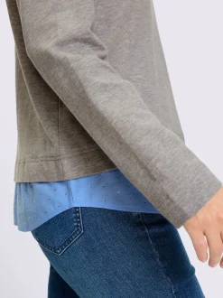 Sweatshirts à manches longues avec empiècement tissé ornés de strass