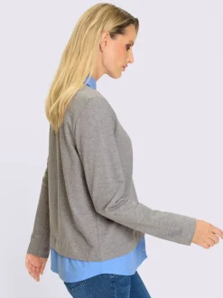 Sweatshirts à manches longues avec empiècement tissé ornés de strass