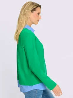 Sweatshirts à manches longues avec empiècement tissé ornés de strass
