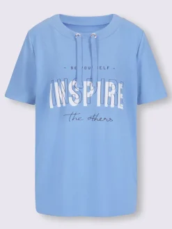 Sweatshirt sportif à manches courtes avec imprimé inspirant et col rond