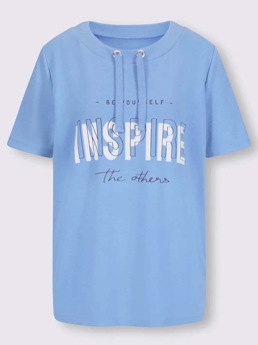 Sweatshirt sportif à manches courtes avec imprimé inspirant et col rond