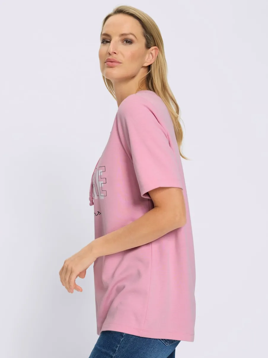 Sweatshirt sportif à manches courtes avec imprimé inspirant et col rond