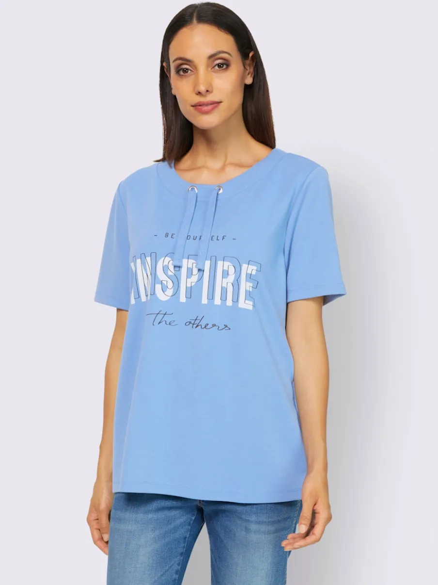 Sweatshirt sportif à manches courtes avec imprimé inspirant et col rond