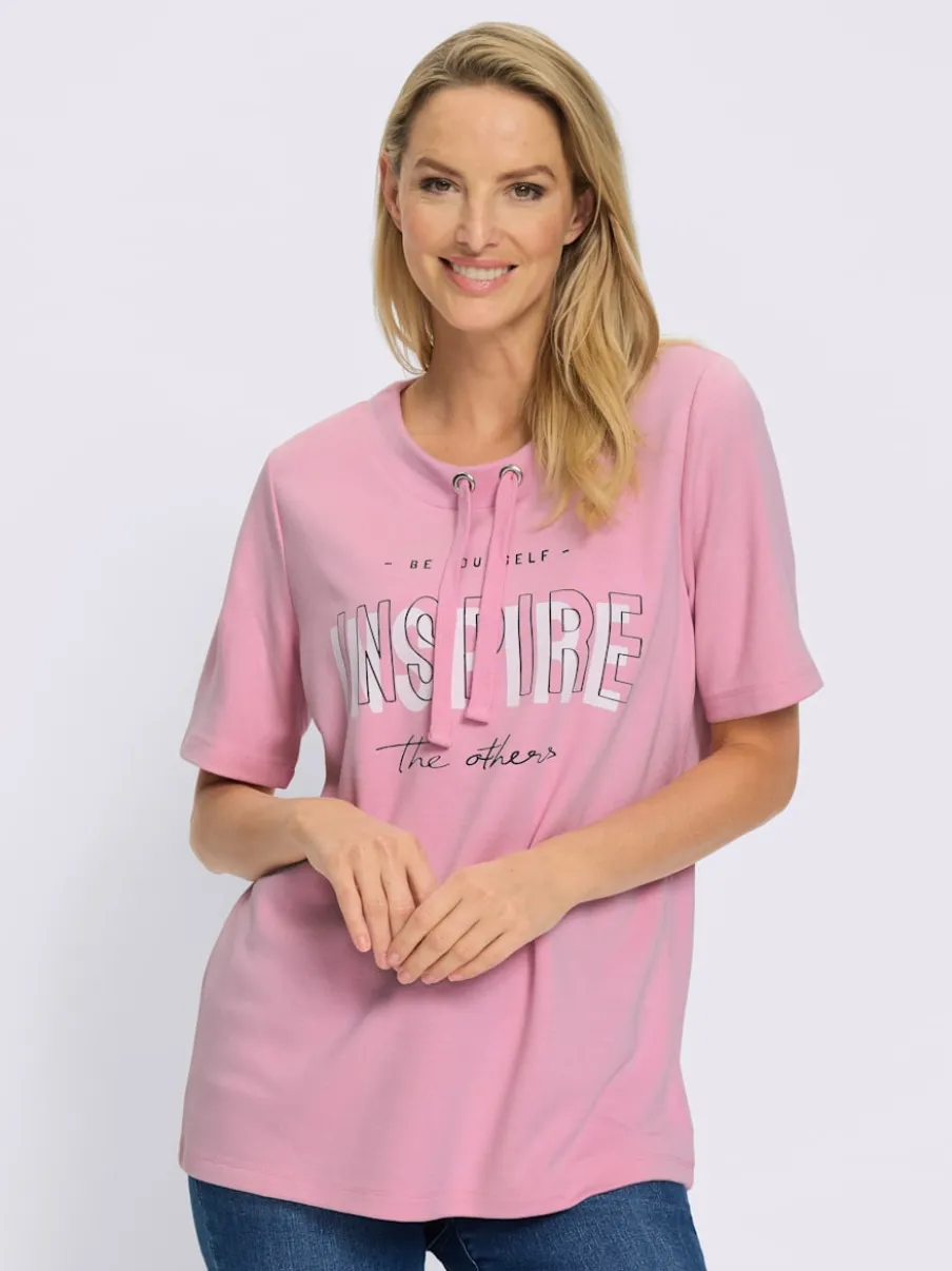 Sweatshirt sportif à manches courtes avec imprimé inspirant et col rond