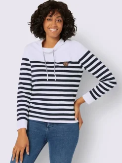 Sweatshirts à rayures avec col montant et finition douce