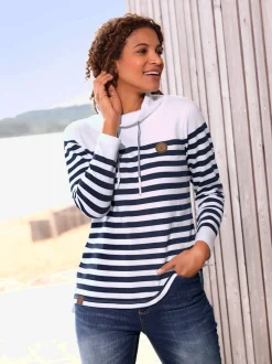 Sweatshirts à rayures avec col montant et finition douce
