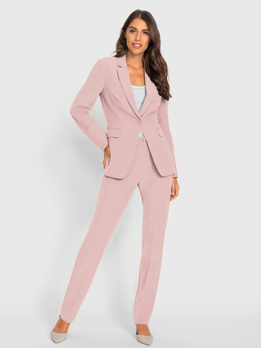 Tailleur pantalon blazer ajusté poches col à revers