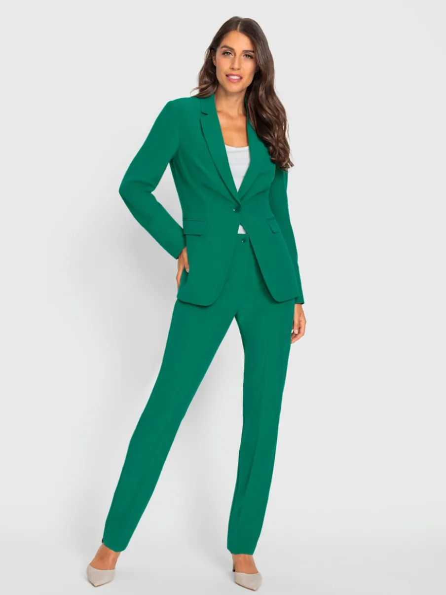 Tailleur pantalon blazer ajusté poches col à revers