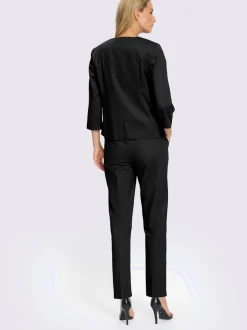 Tailleur-pantalon à blazer rond et manches 3/4 avec poches