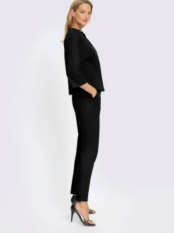 Tailleur-pantalon à blazer rond et manches 3/4 avec poches