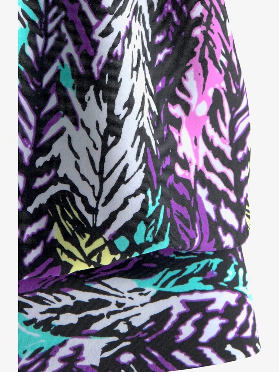 Tankini ample à motifs plumes avec bretelles réglables et haut oversize
