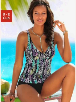 Tankini à armatures avec bretelles réglables et débardeur affinant
