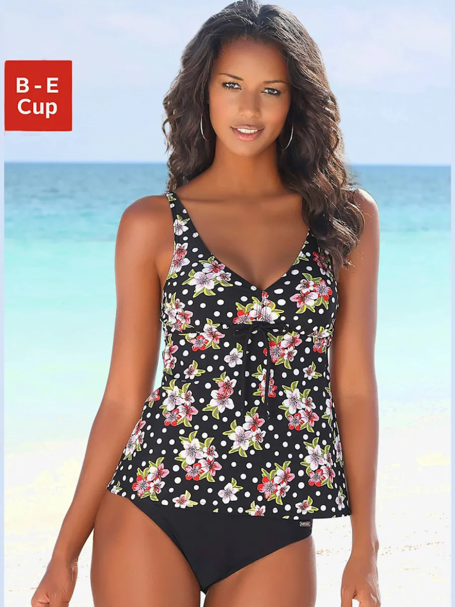 Tankini à armatures avec bretelles réglables et motifs fleuris