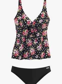 Tankini à armatures avec bretelles réglables et motifs fleuris