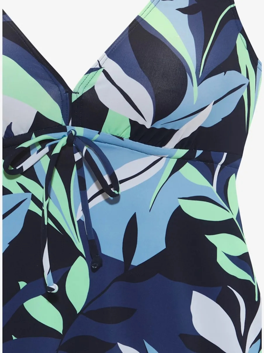Tankini à armatures avec imprimé feuilles abstraites et réglables
