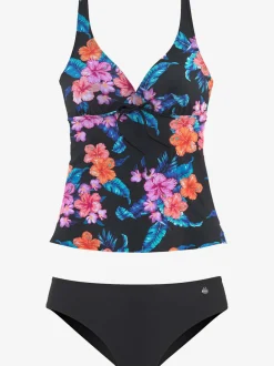 Tankini à armatures avec motifs floraux et bretelles réglables
