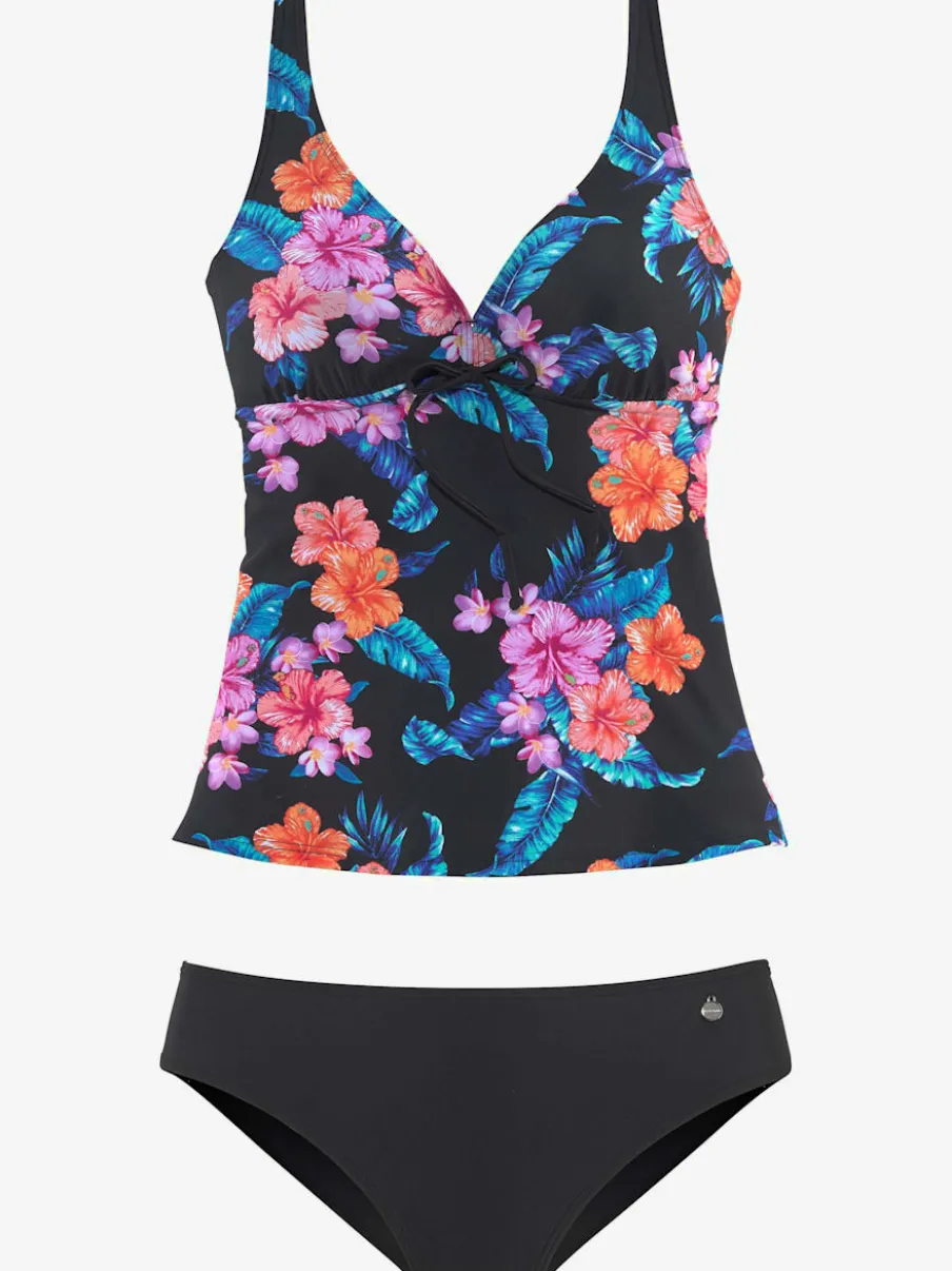 Tankini à armatures avec motifs floraux et bretelles réglables
