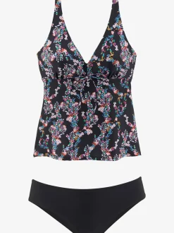 Tankini à armatures bretelles réglables motif floral classique