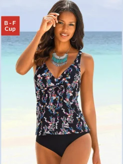Tankini à armatures bretelles réglables motif floral classique
