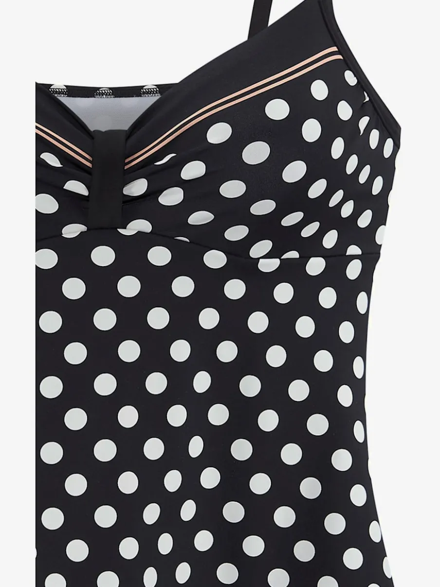 Tankini à armatures à pois avec bretelles réglables