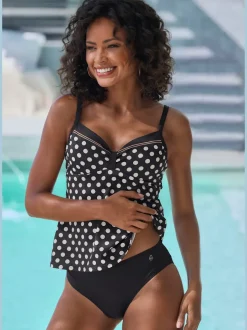 Tankini à armatures à pois avec bretelles réglables
