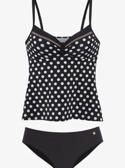 Tankini à armatures à pois avec bretelles réglables