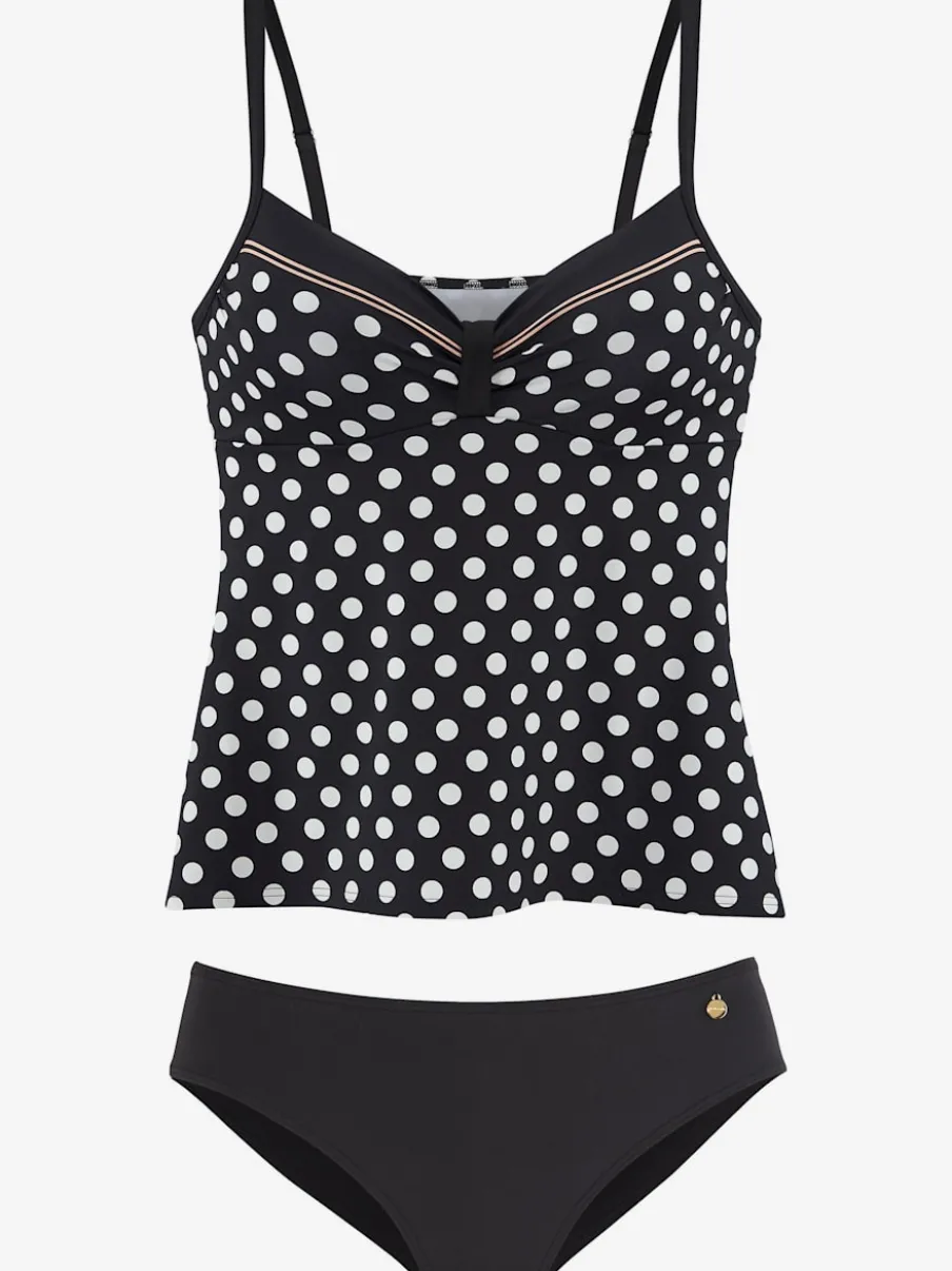 Tankini à armatures à pois avec bretelles réglables