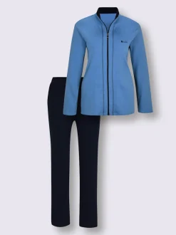 Tenue détente avec veste zippée à col revers et pantalon élastique