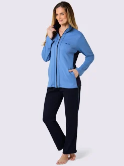 Tenue détente avec veste zippée à col revers et pantalon élastique