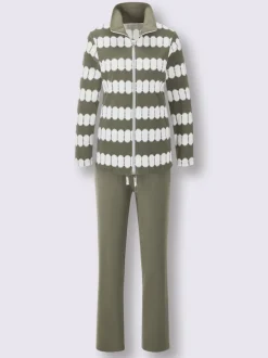 Tenue détente à motifs avec col à revers et pantalon uni